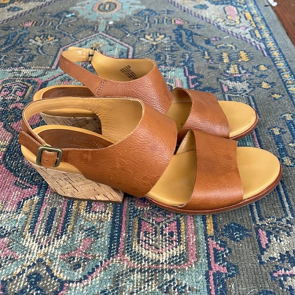 Kork-Ease Patterson cork heel open toe leather ankle strap sandals sz 9